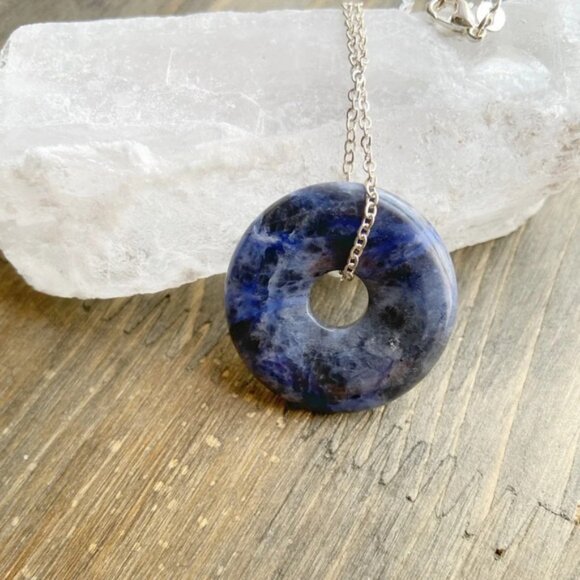Alquimia Jewelry - Chunky donut 925 silver pendant lapis lazuli necklace
